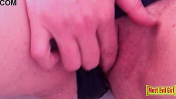 Watch her piss in black lace panties