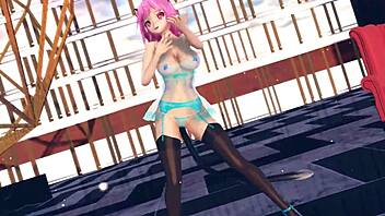 Pink cat touhou r 18 in lingerie