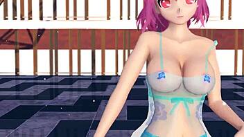 Pink cat touhou r 18 in lingerie