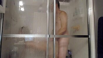 Husband and wife use toys and fuck in the shower
