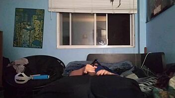 I masturbate with my chastity cage in this gay scene