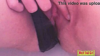 Watch her piss in black lace panties