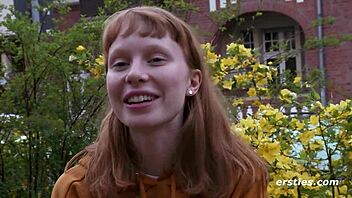 A charming Norwegian amateur caresses her unshaven nether regions