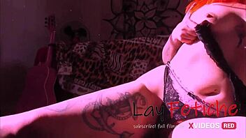 Redhead amateur rides in cowgirl position under the sun