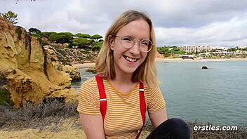 So cute in glasses and stockings amelia gets off with toy