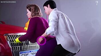 Stuck in the garage, big-titted step mom gets anal in 3D game