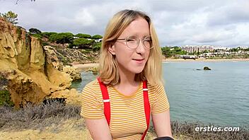 So cute in glasses and stockings amelia gets off with toy