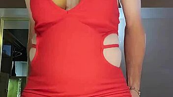 A crossdresser indulges in playful teasing