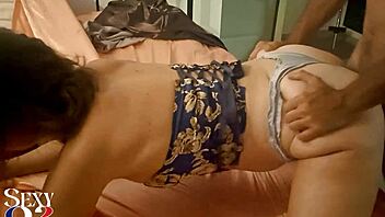 French slut in leather pants and corset gives blowjob, rimming, doggystyle with anal plug, ends in facial cumshot