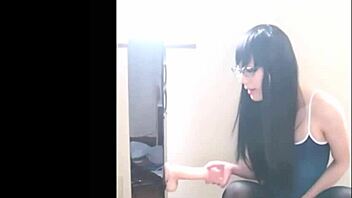 hey, this shemale is getting freaky with a plastic cock 😏