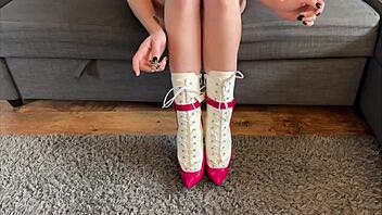 slave girl masturbating in sexy ballet boots?