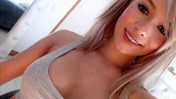 Gorgeous blondie with perfect body teases on webcam, showing ass and tits