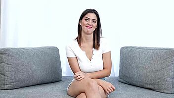 Brunette Shows Agent Her Tight Pussy Skills.