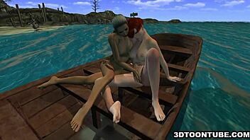 foxy 3d lesbian babe gets licked while on a boat