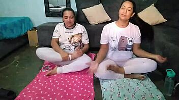 in yoga class, my friend and i touch, kiss, and lick