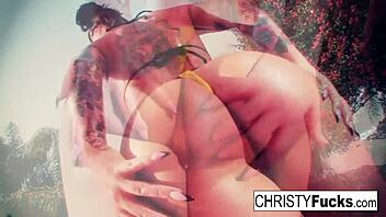 Hot Christy Mack bathing and masturbating in the shower.