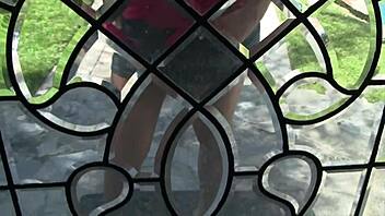 Blonde pornstar Krissy Lynn performs in an interracial scene.