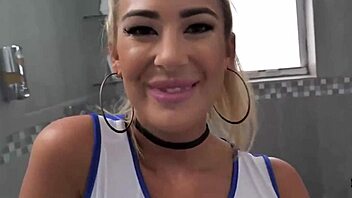 Jordan Maxx, a cheerleader wife, gets naughty in Halloween-themed costumes and groping