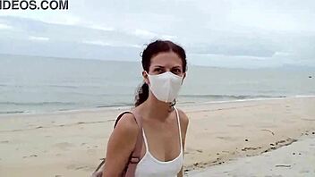 Girl Masturbates Small Tits In Public Beach