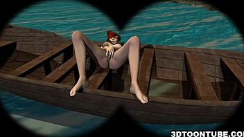 foxy 3d lesbian babe gets licked while on a boat