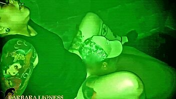 cuckold films gangbang in dark room with night vision camera