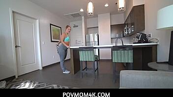 my horny step mom stops working out to fuck me in povmom4k