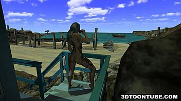 foxy 3d lesbian babe gets licked while on a boat