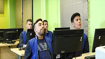 gangbang orgy with twink bareback spitting