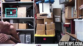 tattooed ebony thief, take that hard bareback from security