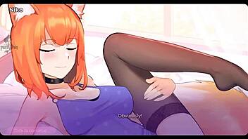 masturbate to catgirl waifu's big tits in hentai?