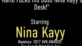 Sweaty office sex with thick nina kayy and her big cock assistant