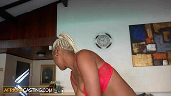 thick busty ebony sucking and fucking big white cock