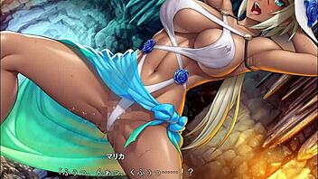 English-subbed scene from Taimanin RPGx featuring seductive anime hentai