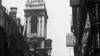 In vintage retro, hairy group engages in 3 some.