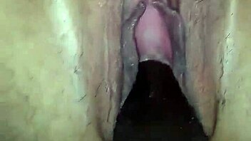 A close-up view of a fat and big ass mature wife getting creampied by a BBC