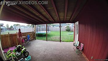 Wife sucks and fucks on back porch in daylight.