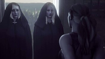 A sultry mature woman enjoys double penetration from two well-endowed men in a 3D animated futanari encounter