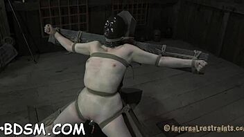 Tied up gal waits for rough sex!