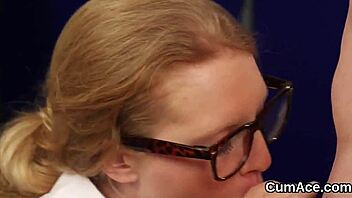 wacky idol gets cum load on face, eating love juice?