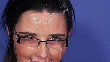 kinky hottie gets cumshot on her face swallowing all the juice