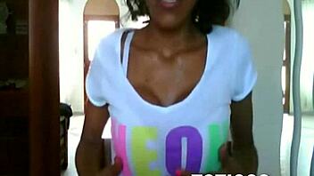 Dominican teen with glasses strips down on live webcam