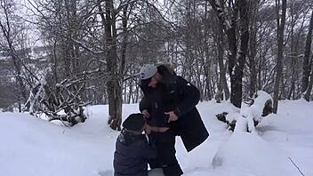 hot student suck professor big dick after ski lesson