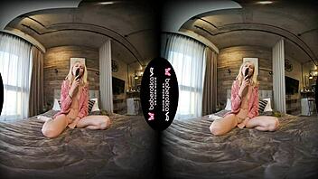 Wow! Solo Blonde Mika Teases Cock in VR Masturbation!