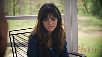 Bold brunette milf licks pussy in taboo tribbing scene with big ass