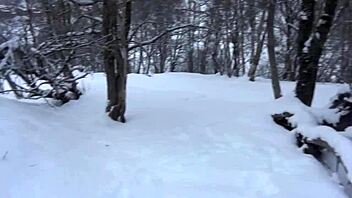 Steamy ski lesson turns into passionate encounter as young woman pleasures her much older instructor