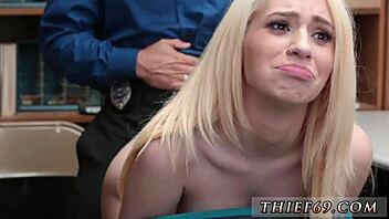 wow, petite teen in police uniform seduces nerdy thief 😍