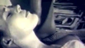 In vintage retro, hairy group engages in 3 some.