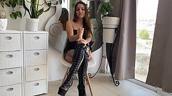 Listen to this dominant german joi with big tits babe in leather