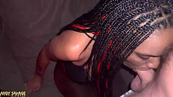 black milf blowjob & creampie with white king