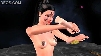 indian girl in cartoon has solo fun